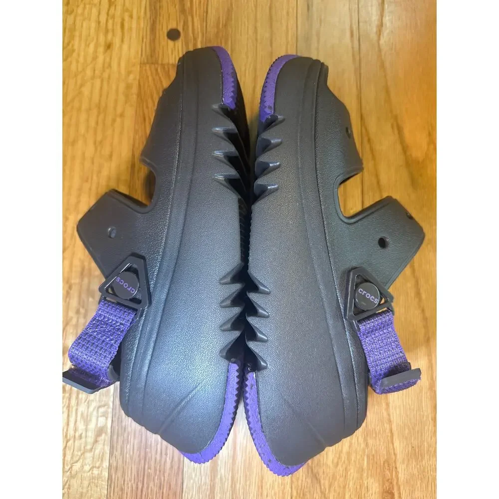 Crocs Sport Sandals Mens 7 Womens 9 Black Purple Adjustable Strap M7 W9